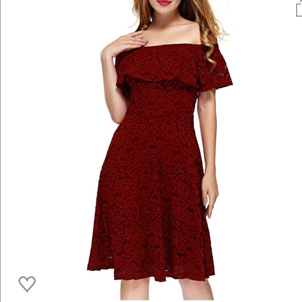 NEW DKBAYA RED FLORAL LACE OFF SHOULDER DRESS NWT - Picture 1 of 6